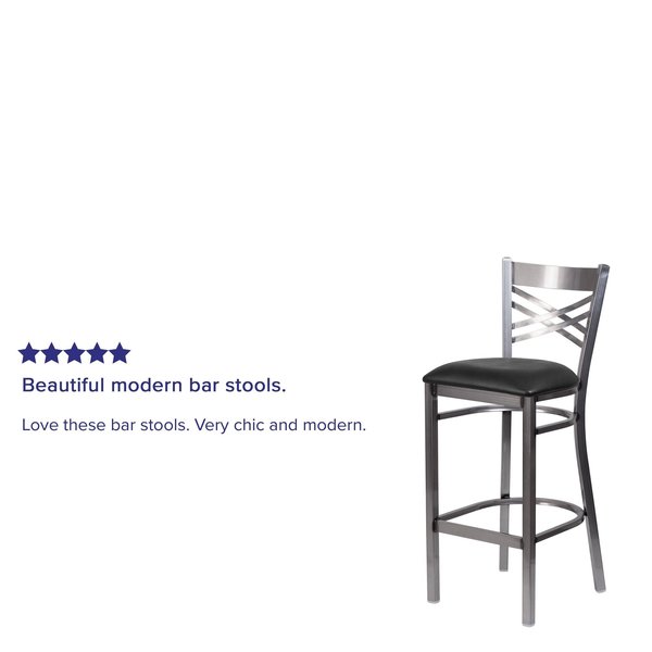Restaurant Barstool, Metal X Bck, Blk Vny
