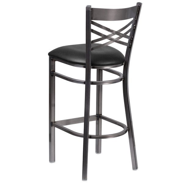 Restaurant Barstool, Metal X Bck, Blk Vny