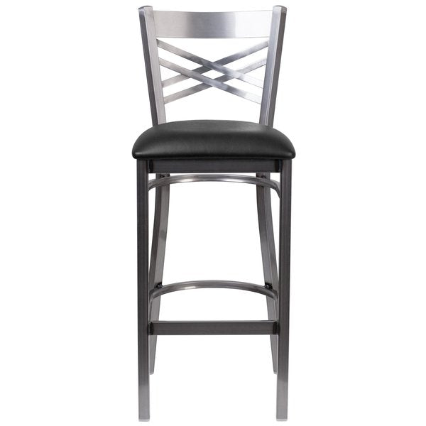 Restaurant Barstool, Metal X Bck, Blk Vny
