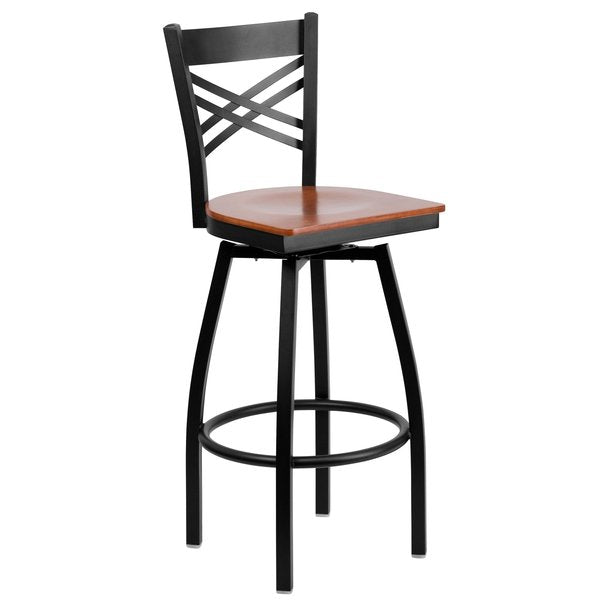 Swivel Batstool, X Back, Cherry Seat