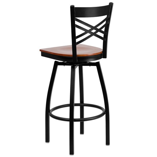 Swivel Batstool, X Back, Cherry Seat