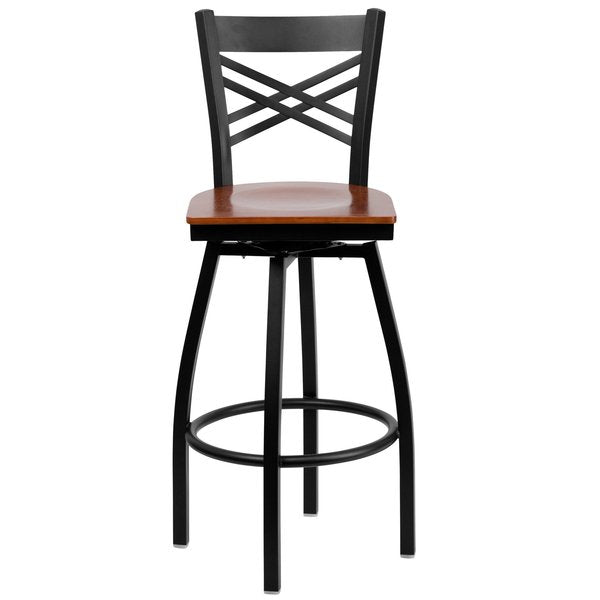 Swivel Batstool, X Back, Cherry Seat