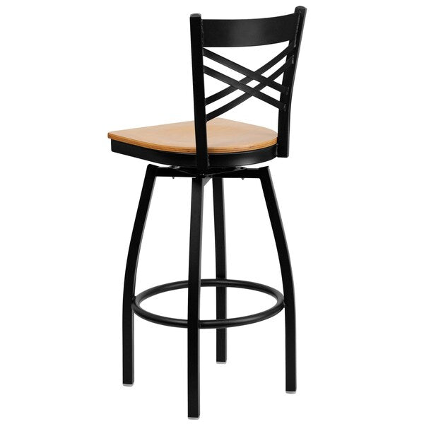 Swivel Batstool, X Back, Natural Seat