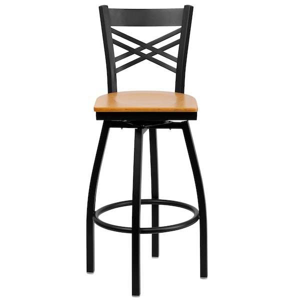 Swivel Batstool, X Back, Natural Seat