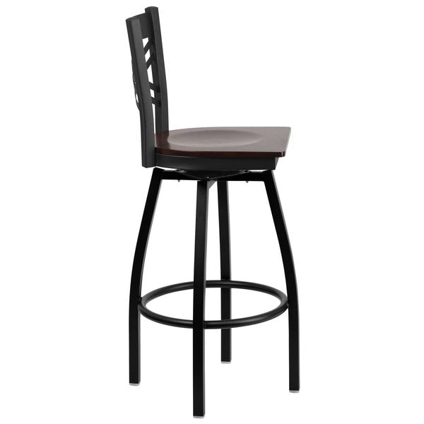 Swivel Batstool, X Back, Walnut Seat