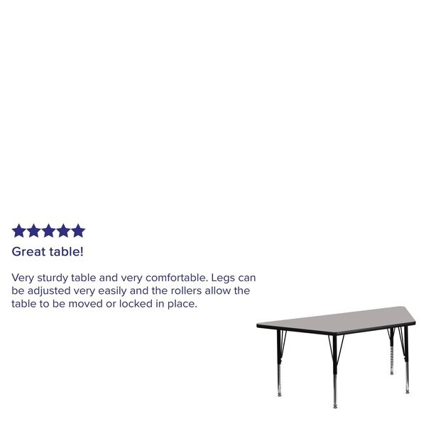 Trapezoid Activity Table, 22.5 X 45 X 25.25, Chrome, Laminate, Particleboard, Steel Top, Grey