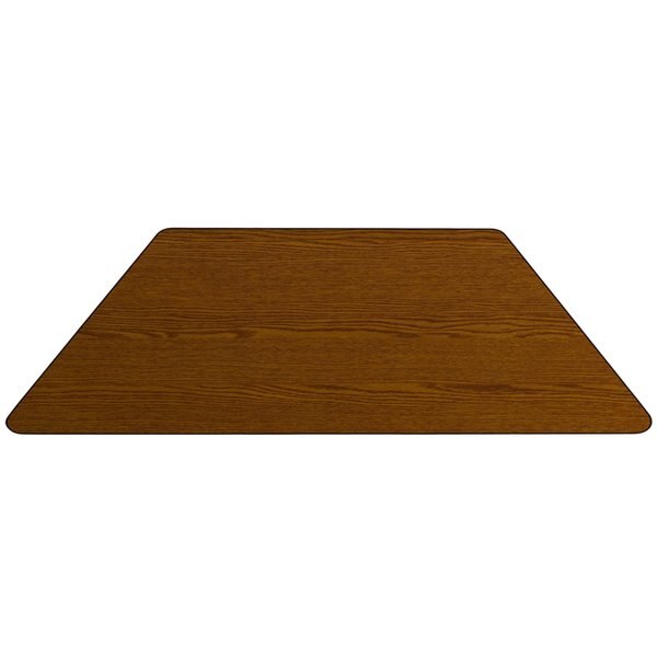 Trapezoid Activity Table, 22.5 X 45 X 25.25, Chrome, Laminate, Particleboard, Steel Top, Wood Grain