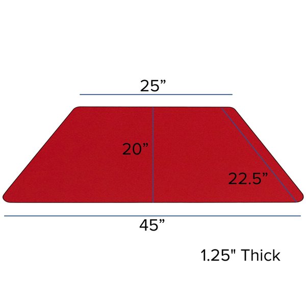 Trapezoid Activity Table, 22.5 X 45 X 25.5, Chrome, Laminate, Particleboard, Steel Top, Red