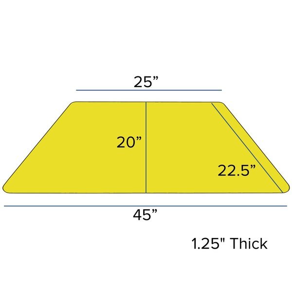 Trapezoid Activity Table, 22.5 X 45 X 25.25, Chrome, Laminate, Particleboard, Steel Top, Yellow