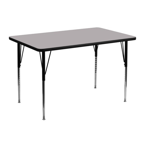 Rectangle Activity Table, 30 X 48 X 30.125, Chrome, Laminate, Particleboard, Steel Top, Grey