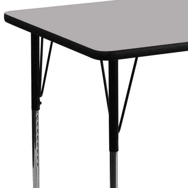 Rectangle Activity Table, 30 X 48 X 30.125, Chrome, Laminate, Particleboard, Steel Top, Grey