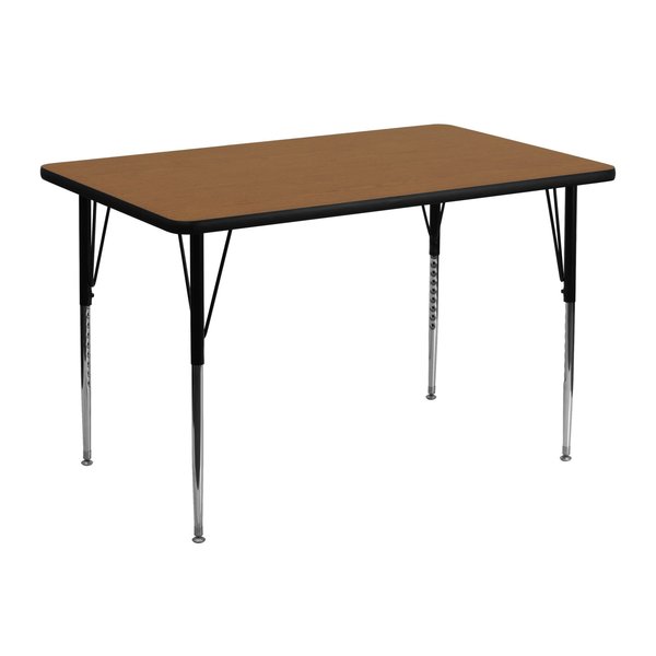 Rectangle Activity Table, 30 X 48 X 30.125, Chrome, Laminate, Particleboard, Steel Top, Wood Grain