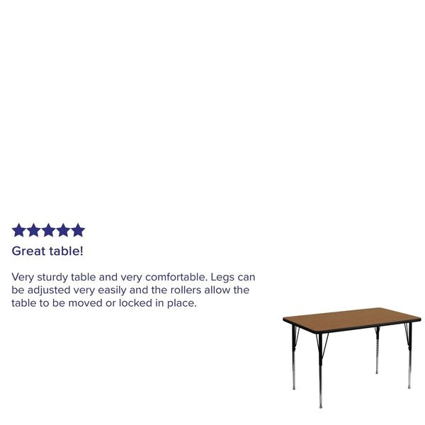 Rectangle Activity Table, 30 X 48 X 30.125, Chrome, Laminate, Particleboard, Steel Top, Wood Grain