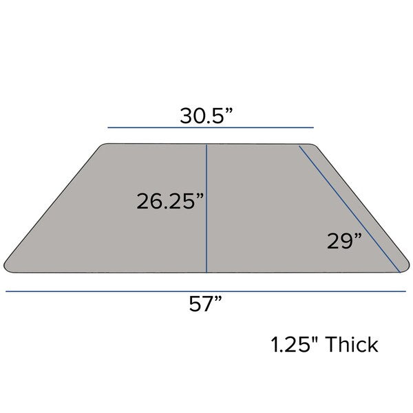 Trapezoid Activity Table, 29 X 57 X 25.37, Chrome, Laminate, Particleboard, Steel Top, Grey
