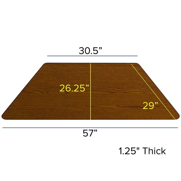 Trapezoid Activity Table, 29 X 57 X 25.125, Chrome, Laminate, Particleboard, Steel Top, Wood Grain