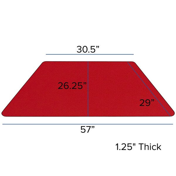 Trapezoid Activity Table, 29 X 57 X 30.37, Chrome, Laminate, Particleboard, Steel Top, Red