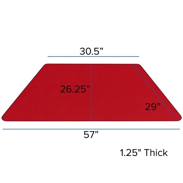 Trapezoid Activity Table, 29 X 57 X 25.125, Chrome, Laminate, Particleboard, Steel Top, Red