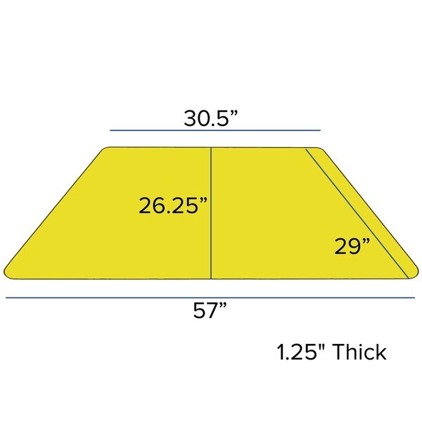 Trapezoid Activity Table, 29 X 57 X 30.125, Chrome, Laminate, Particleboard, Steel Top, Yellow