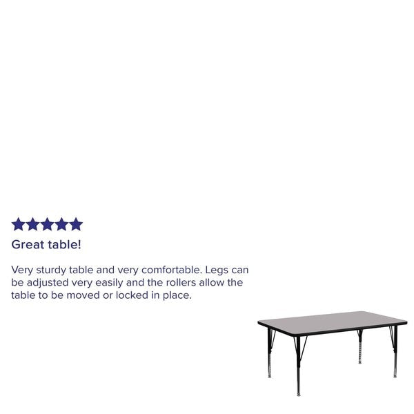 Rectangle Activity Table, 30 X 72 X 25.125, Chrome, Laminate, Particleboard, Steel Top, Grey