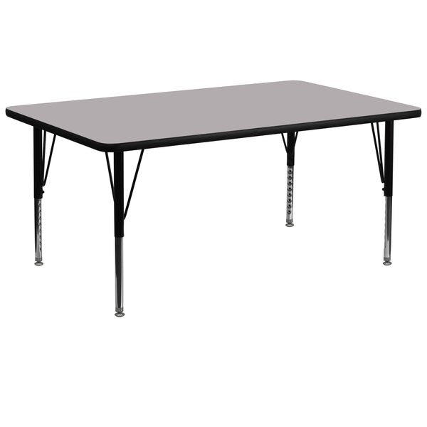 Rectangle Activity Table, 30 X 72 X 25.125, Chrome, Laminate, Particleboard, Steel Top, Grey