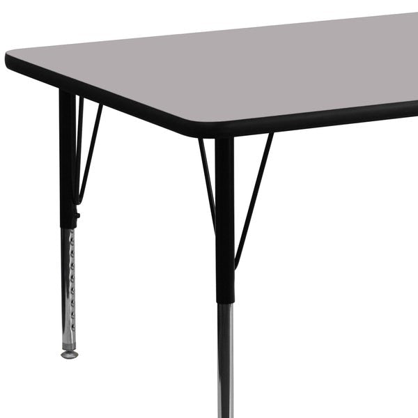 Rectangle Activity Table, 30 X 72 X 25.125, Chrome, Laminate, Particleboard, Steel Top, Grey