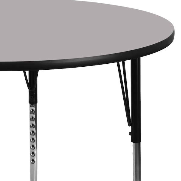Round Activity Table, 48 X 48 X 30.125, Chrome, Laminate, Particleboard, Steel Top, Grey