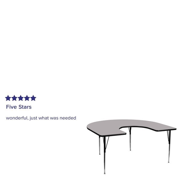 Horseshoe Activity Table, 60 X 66 X 30.125, Chrome, Laminate, Particleboard, Steel Top, Grey