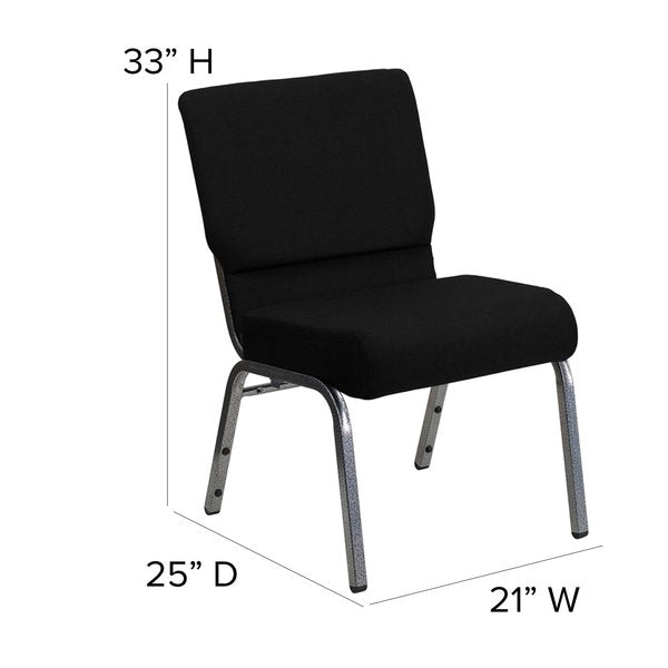 21''W Black Fabric Stacking Church Chair