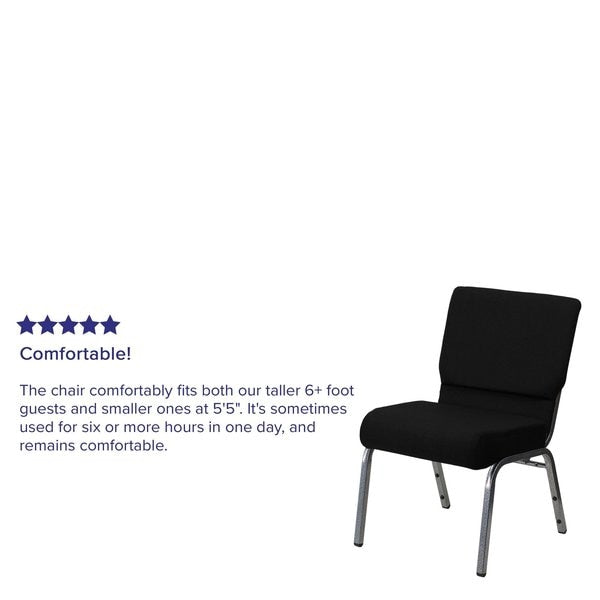 21''W Black Fabric Stacking Church Chair
