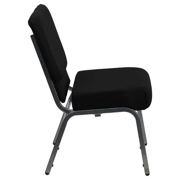21''W Black Fabric Stacking Church Chair