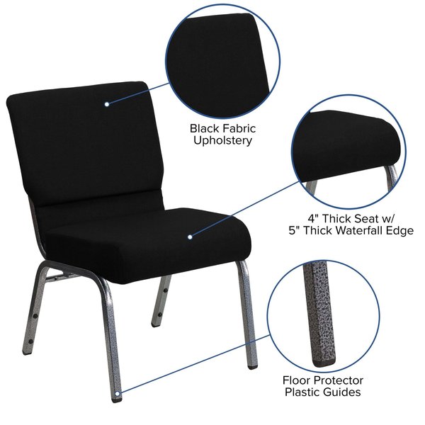 21''W Black Fabric Stacking Church Chair