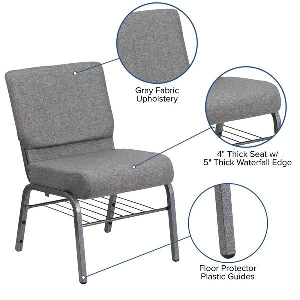 Fabric Church Chair, Gray