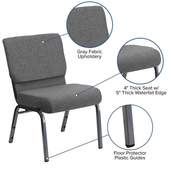 Fabric Church Chair, Gray