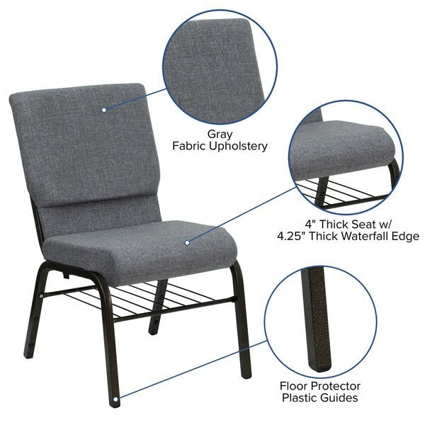 Fabric Church Chair, Gray