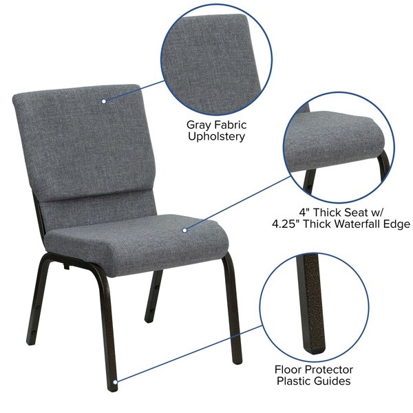 Fabric Church Chair, Gray