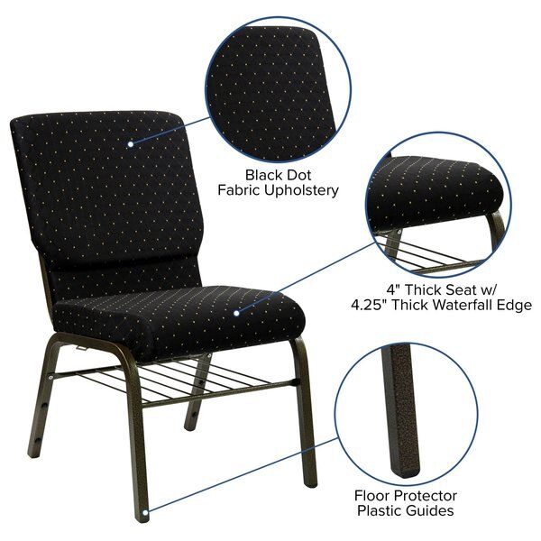 Dot Fabric Church Chair, Black