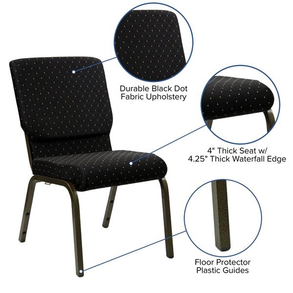 Dot Fabric Church Chair, Black
