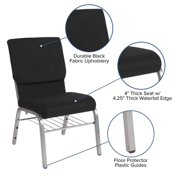 Fabric Church Chair, Black