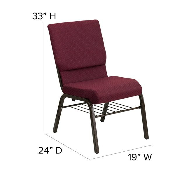 Fabric Church Chair w/Book Pouch, Brgundy