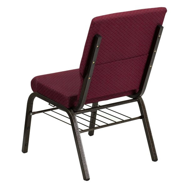 Fabric Church Chair w/Book Pouch, Brgundy
