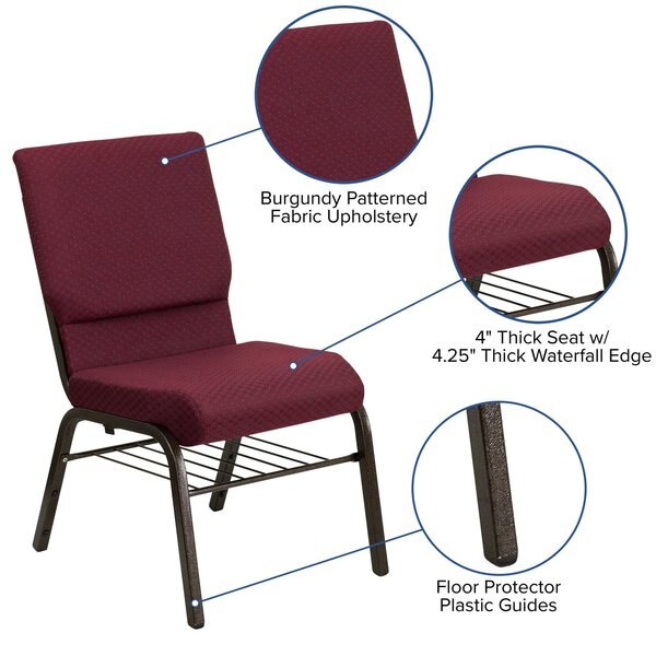 Fabric Church Chair w/Book Pouch, Brgundy