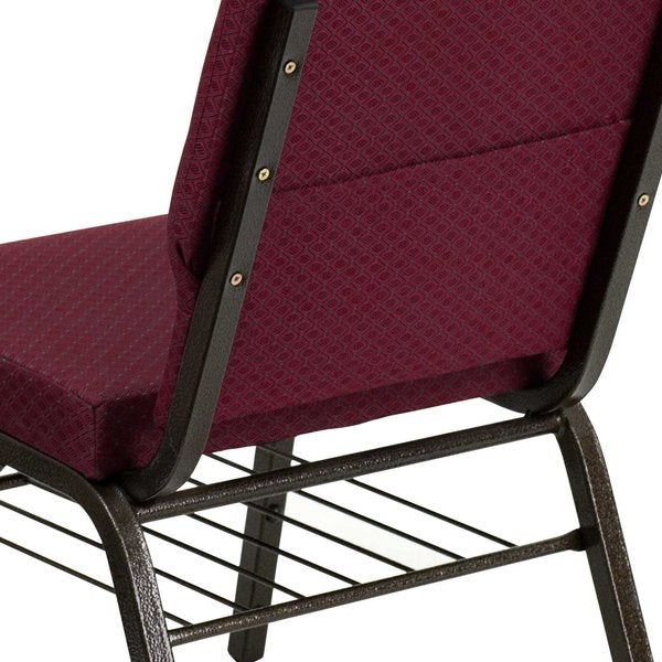Fabric Church Chair w/Book Pouch, Brgundy