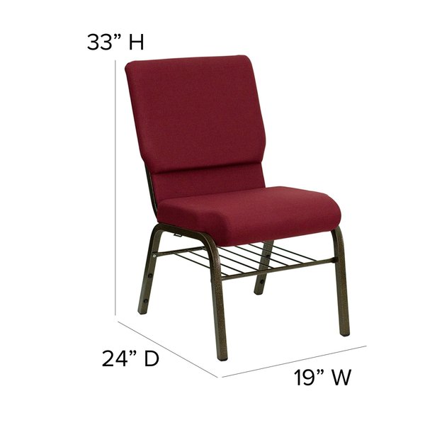 Fabric Church Chair, Burgundy Patterned