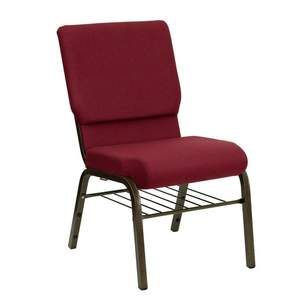 Fabric Church Chair, Burgundy Patterned