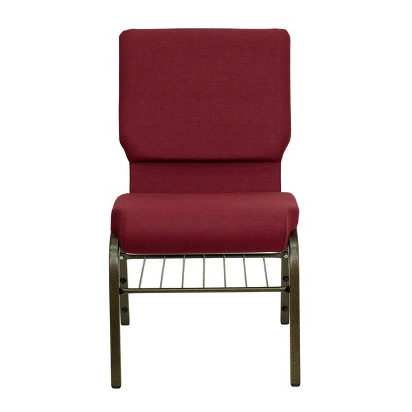 Fabric Church Chair, Burgundy Patterned