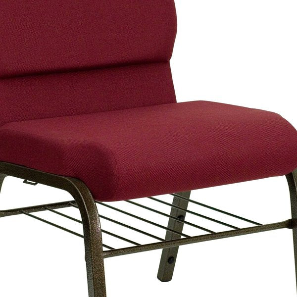 Fabric Church Chair, Burgundy Patterned