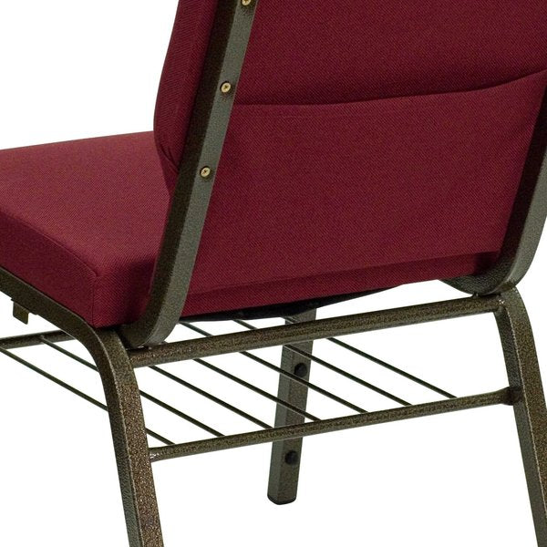 Fabric Church Chair, Burgundy Patterned