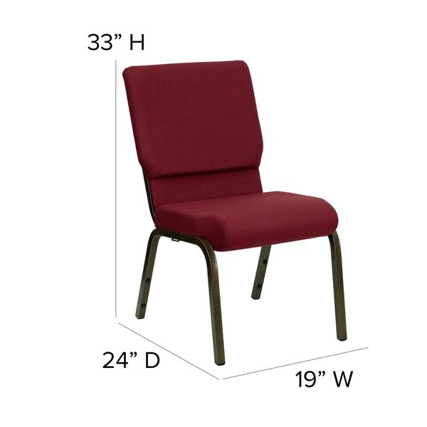Fabric Church Chair, Gold Frame, Burgundy