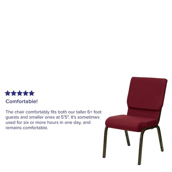 Fabric Church Chair, Gold Frame, Burgundy