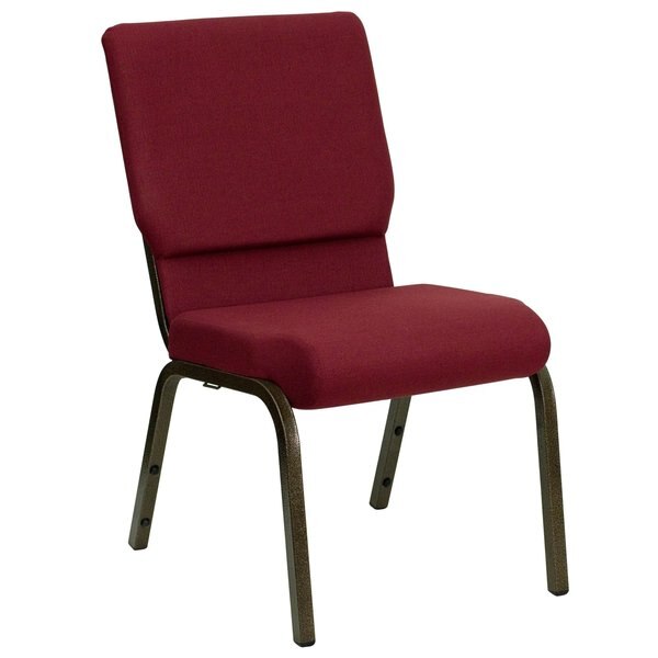 Fabric Church Chair, Gold Frame, Burgundy